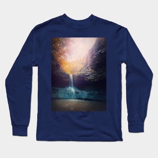 Small creek waterfall Long Sleeve T-Shirt by psychoshadow